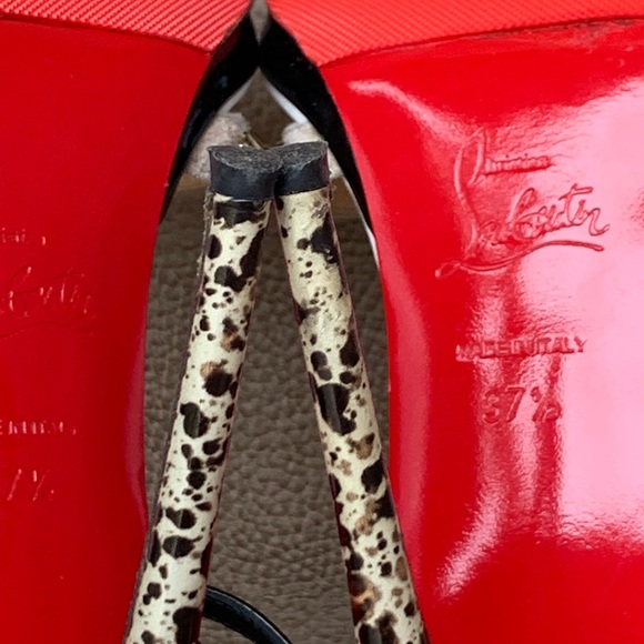 Christian Louboutin Monocronana 120 Black White Splattered Gold Spike 37 1/2 - Picture 12 of 16